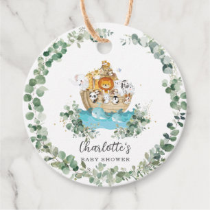 Cute Animals Noah's Ark Greenery Birthday Baby  Favor Tags