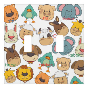 Cute animals nursery elephant lion safari kids light switch cover