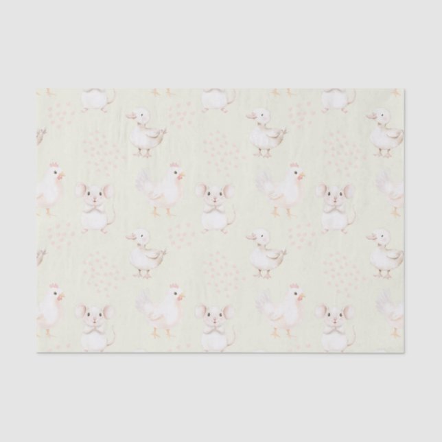 Cute animals on pale green tissue paper (Front)