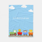 Cute Animals on Train Fleece Blanket