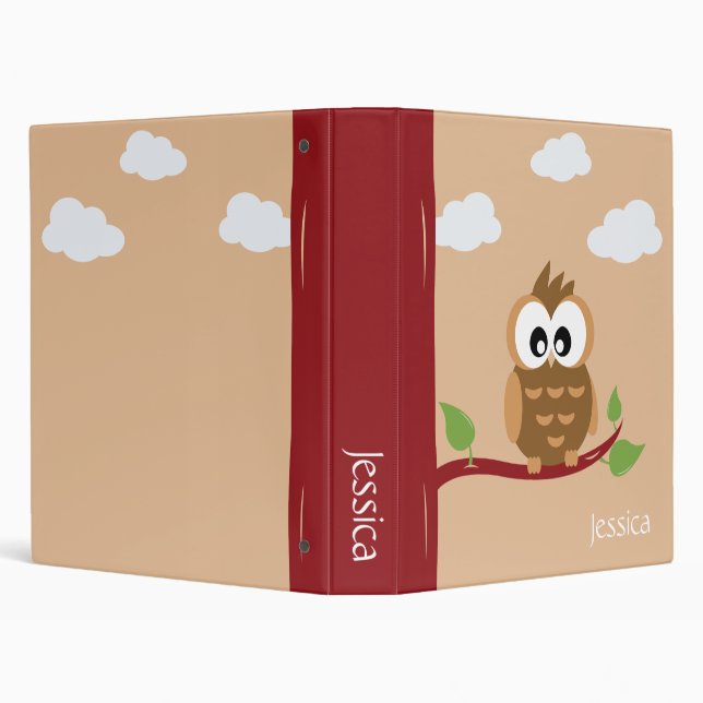 Cute Animals Owl 3 Ring Binder (Background)
