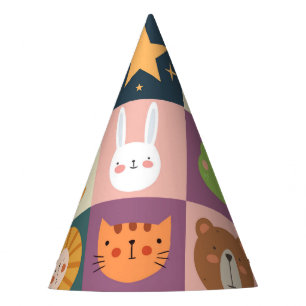 Cute animals patchwork colorful party hat