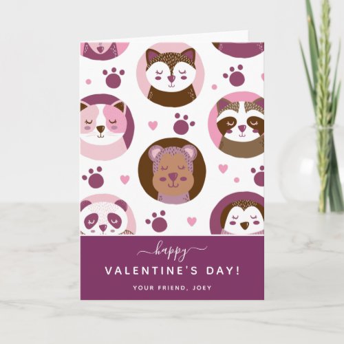 Cute Animals Pattern Kids Primary School Valentine Card