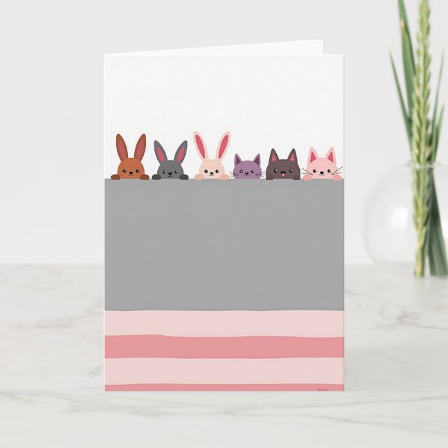 Cute Animals Peekaboo Friend Card (Front)