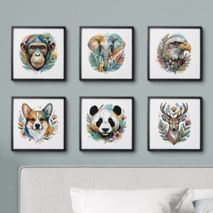Cute Animals Peel And Stick Photo Tile