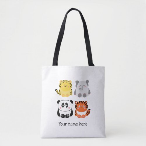 Cute animals personalized tote bag