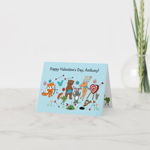 Cute Animals Personalized Valentines Day Card