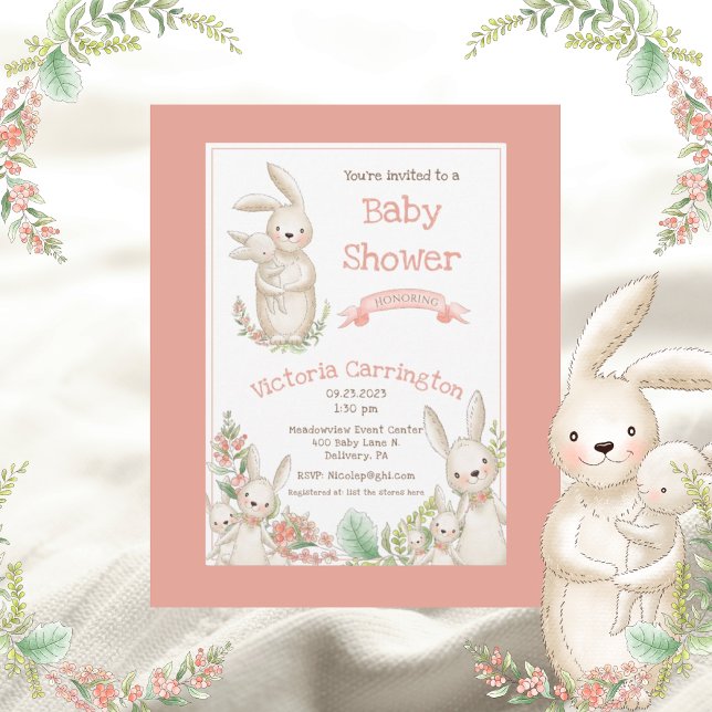 Cute Animals Pink Baby Shower Invitation (Creator Uploaded)