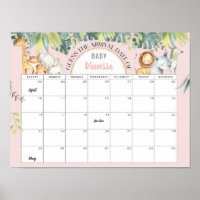 Cute animals pink jungle girl baby shower game