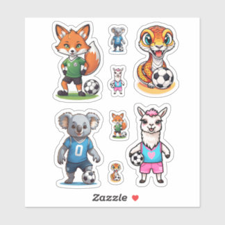 Cute Animals Playing Soccer Collection Sticker