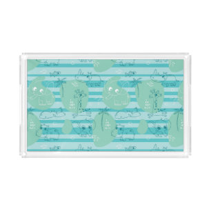 Cute animals playing with water 1 acrylic tray