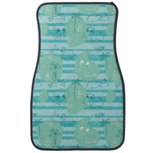 Cute animals playing with water 1 car floor mat