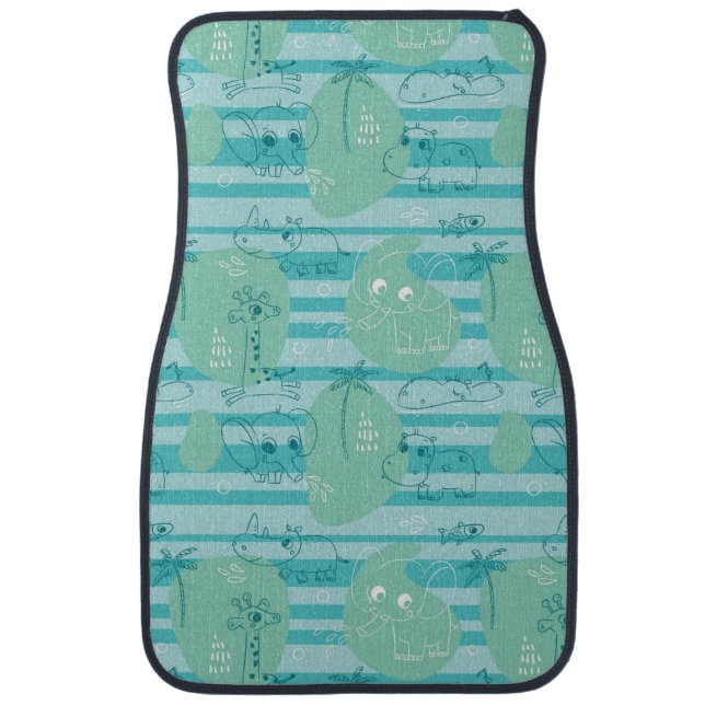 Cute animals playing with water 1 car floor mat (Front)