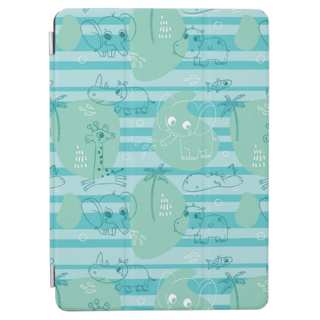 Cute animals playing with water 1 iPad air cover (Front)