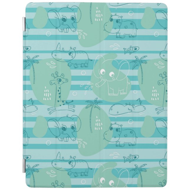 Cute animals playing with water 1 iPad air cover (Front)
