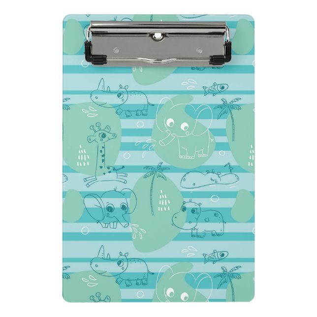 Cute animals playing with water 1 mini clipboard (Front)