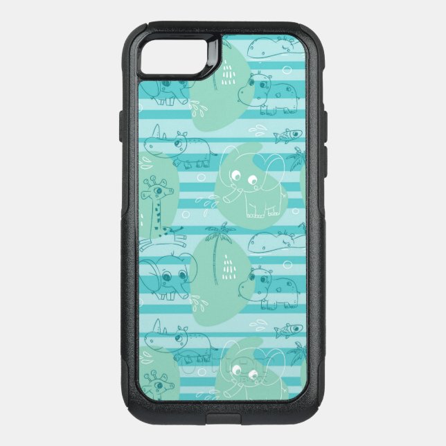 Cute animals playing with water 1 otterbox iPhone case (Back)