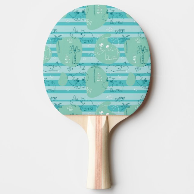 Cute animals playing with water 1 Ping-Pong paddle (Front)