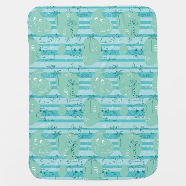 Cute animals playing with water 1 receiving blanket (Front)