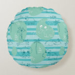Cute animals playing with water 1 round pillow