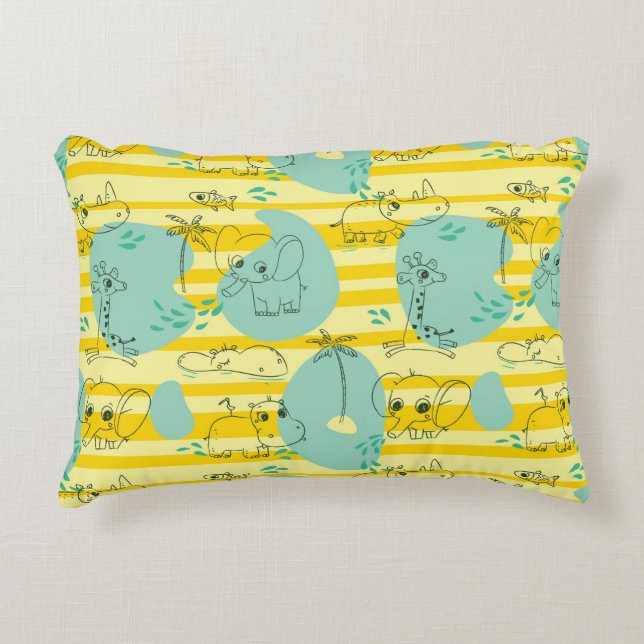 Cute animals playing with water 2 accent pillow (Front)