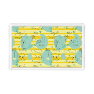 Cute animals playing with water 2 acrylic tray