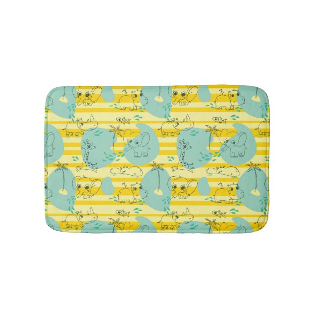 Cute animals playing with water 2 bathroom mat (Front)