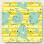 Cute animals playing with water 2 beverage coaster