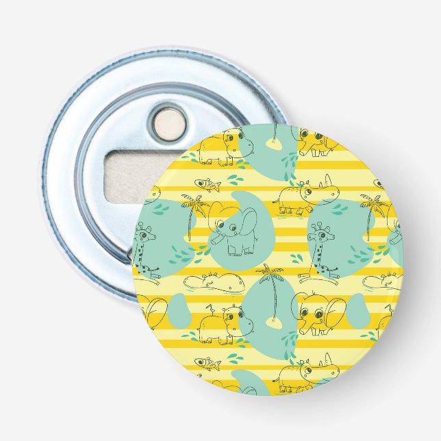 Cute animals playing with water 2 bottle opener (Front)
