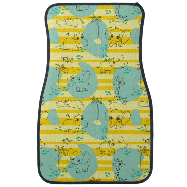 Cute animals playing with water 2 car mat (Front)