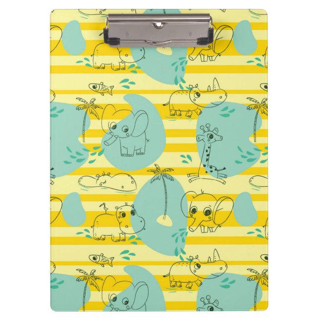 Cute animals playing with water 2 clipboard (Front)