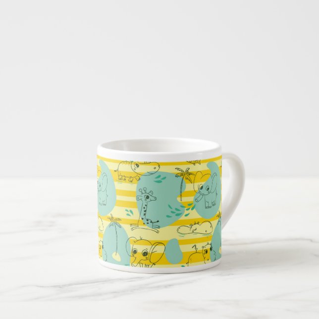 Cute animals playing with water 2 espresso cup (Front Right)