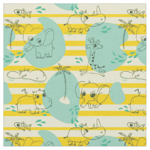 Cute animals playing with water 2 fabric