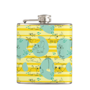 Cute animals playing with water 2 flask