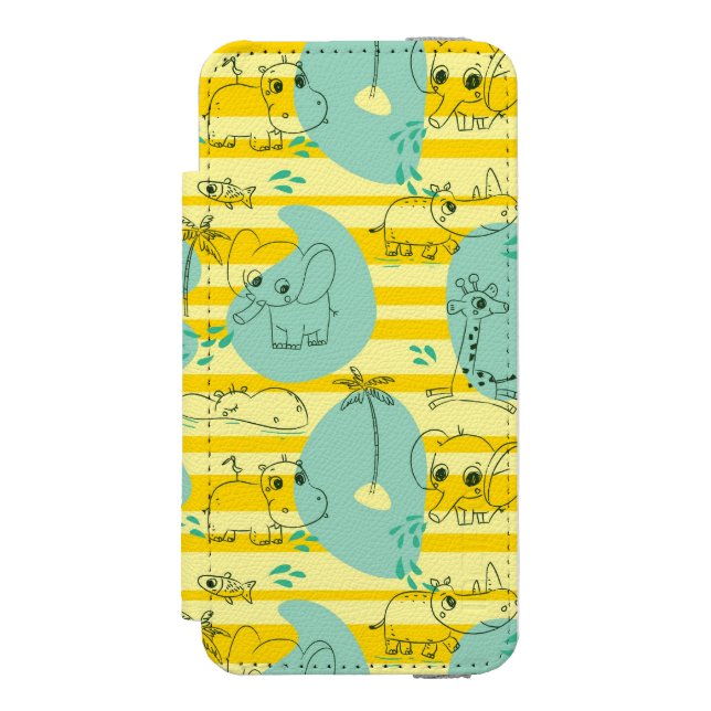 Cute animals playing with water 2 incipio iPhone wallet case (Folio Front)
