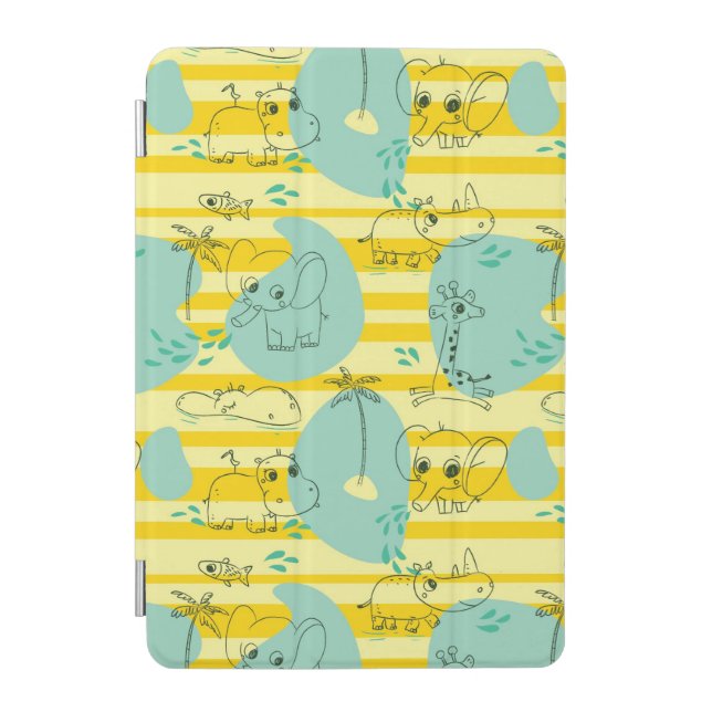 Cute animals playing with water 2 iPad mini cover (Front)