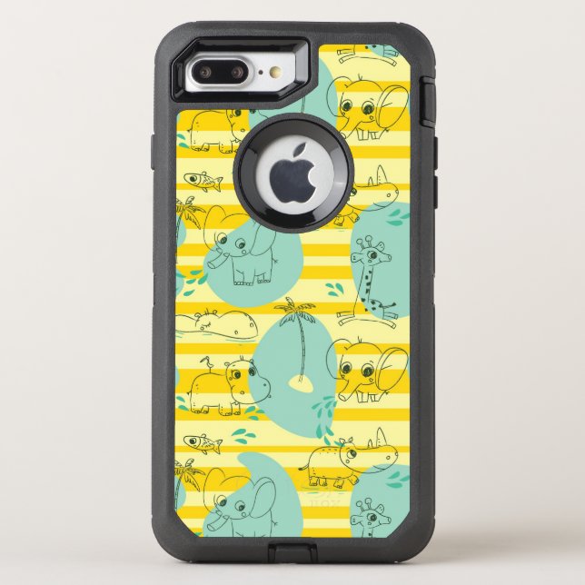 Cute animals playing with water 2 otterbox iPhone case (Back)
