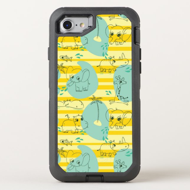 Cute animals playing with water 2 otterbox iPhone case (Back)