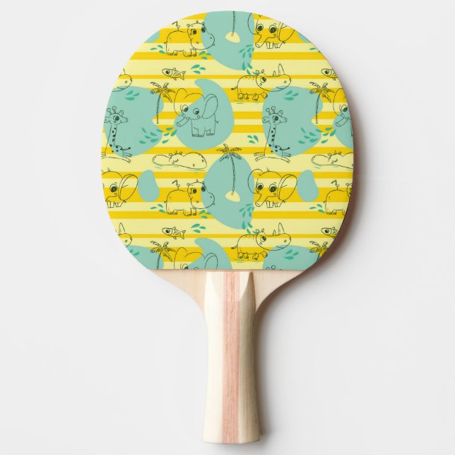 Cute animals playing with water 2 Ping-Pong paddle (Front)