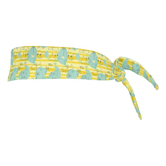 Cute animals playing with water 2 tie headband (Rotate 90)