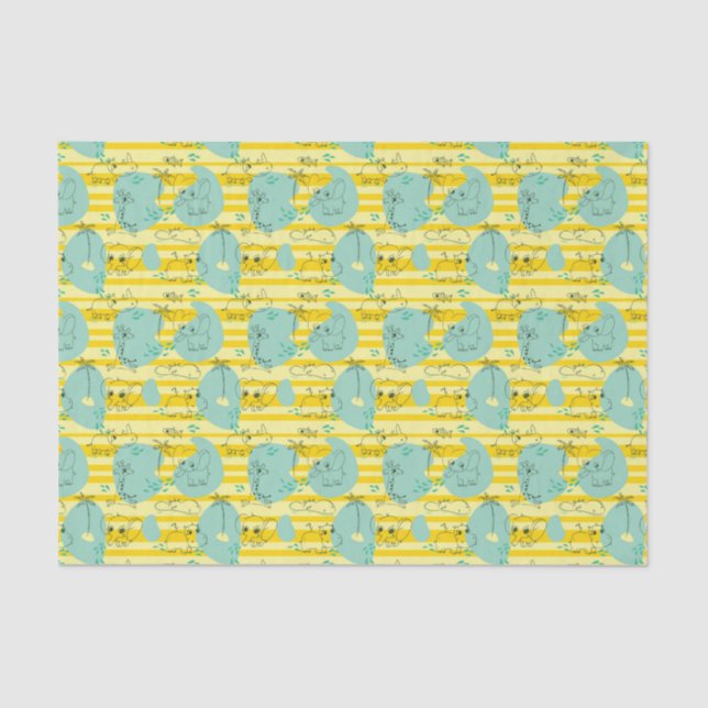 Cute animals playing with water 2 tissue paper (Front)