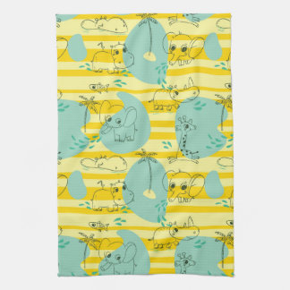 Cute animals playing with water 2 towel