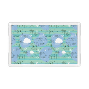 Cute animals playing with water 3 acrylic tray