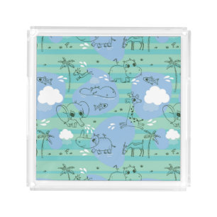 Cute animals playing with water 3 acrylic tray