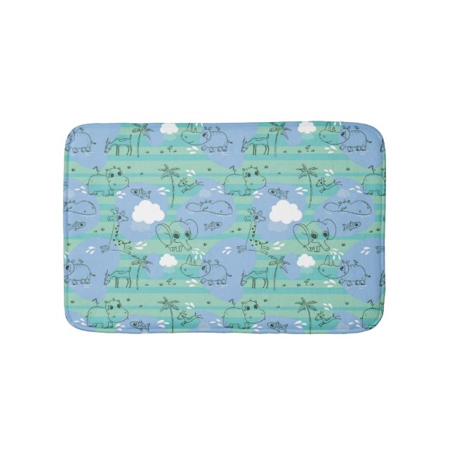 Cute animals playing with water 3 bathroom mat (Front)
