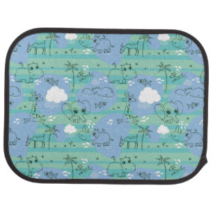 Cute animals playing with water 3 car mat