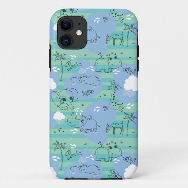 Cute animals playing with water 3 Case-Mate iPhone case (Back)