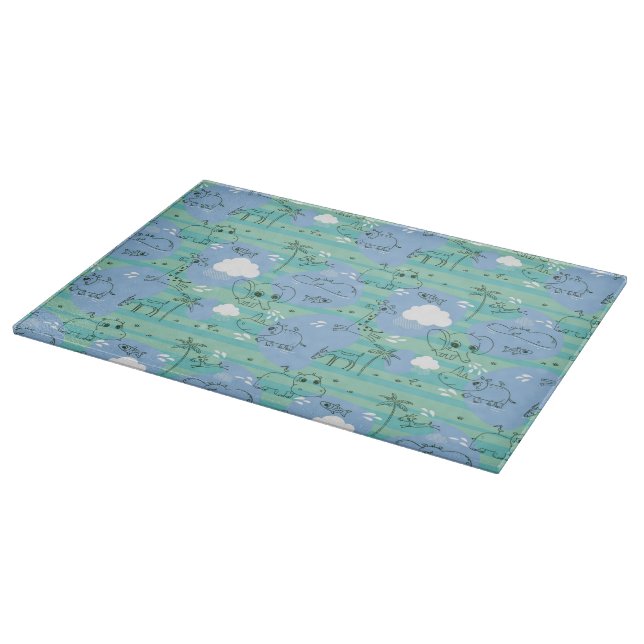 Cute animals playing with water 3 cutting board (Corner)