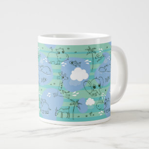 Cute animals playing with water 3 giant coffee mug