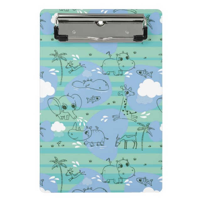 Cute animals playing with water 3 mini clipboard (Front)